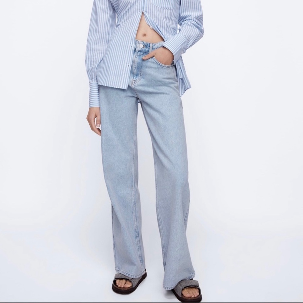 Zara High Rise Wide Leg Loose Jeans